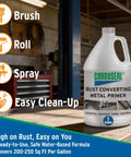 One Step Water Based Rust Converter And Latex Metal Primer That Converts Rust And Primes Metal And Extends Equipment Life 1 Gal bottle.