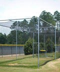 Heavy Duty 36 Twisted Knotted Nylon Batting Cage Net, 12 By 12 By 55 Feet, 1.875 Inch Square Mesh, set up on field