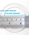 Milano Stovetop Espresso Maker Gasket Set With 3 Silicone Seals And 1 Replacement Filter Screen Kit dimensions shown with ruler
