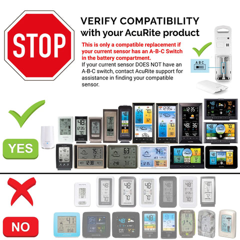 Wireless Indoor Outdoor Temperature And Humidity Sensor With A B C Switch compatibility check guide with various devices