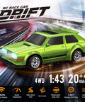 Green 1 To 43 Scale Mini RC Drift Car With Gyro And 4WD Full Proportional Control on race track image