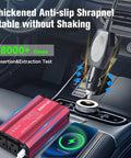 Ride Ready 12V DC To 110V AC Car Power Inverter 400W installed in a car, showing dual sockets and fast charging capability.