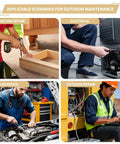 Four images showing scenarios for 750 Piece Nylon Flat Washers Set: furniture repair, electrical, car repair, outdoor maintenance.