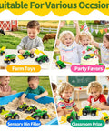 Kids playing with Six Piece Diecast Farm Vehicle Toy Set For Kids 3 Years And Up Includes Tractor Harvester Transporter Sprayer Seeder Forklift