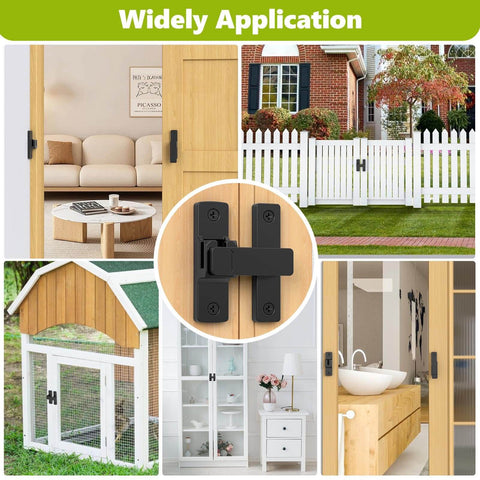 Built Tough Heavy Duty Zinc Barn Door Lock With 90 And 180 Degree Flip Safety Latch installed on doors and gates