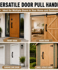 Versatile Door Pull Handle for Front, Barn, Garage Side, and Shed Doors with a sleek black finish.