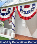 2 Pack 3x6 Ft Large American Pleated Fan Flag Bunting for Indoor Outdoor Use displayed on porch for Fourth of July