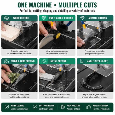 1800W Bench Lapidary Saw Kickass Rock Polisher With 5500Rpm Copper Motor And Adjustable Angle Guard For Multi-material Cutting