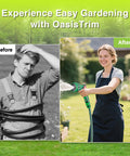 Before and after using Retractable 50 Ft Garden Hose Reel With Half Inch Hose And 10 Pattern Nozzle, showing ease of use in garden