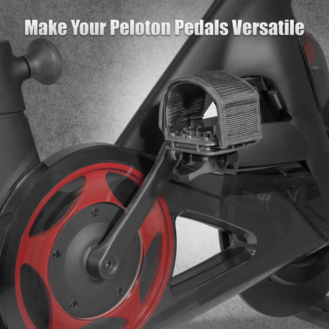 Strap In Platform Pedals For Peloton Bikes And Regular Shoes with Extra Wide Platform And Anti Slip Grips on bike close-up