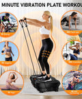 Woman using Vibration Plate Exercise Machine For Full Body Workouts, 130 Levels Of Vibration, Lymphatic Drainage And Weight Loss
