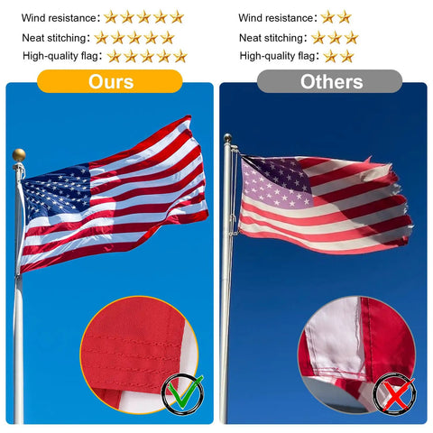 Comparison of Heavy Duty 5x8 American Flag For Outdoor Use Built To Last Embroidered USA Stars And Stripes with another flag
