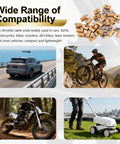 Collage showing images of cars, bicycles, motorcycles, and a lawn mower highlighting 24 Pack Throttle Cable Ends Kit 6mm Solderless End Caps for Car Motorcycle Bicycle Universal End Clamp with Screws Brake and Throttle Cable Repair Kit with view of included cable ends.