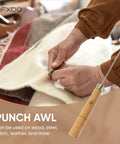 Heavy Duty Woodworking Scratching Awl A Kickass Leather Stitching Tool With An Ergonomic Grip used for puncturing fabric and leather.