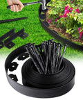No Dig Garden Edging Border Kit 20 Ft Long 2 Inch Tall Plastic Lawn Edge With 20 Stakes and Connectors shown near flower bed