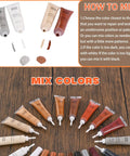 Top Shelf Wood Filler Repair Kit With Durable Putty To Easily Patch Up Deep Scratches Cracks And Dents On Beat Up Furniture Sweet Finish Pro Fix Set - color mixing guide with tubes of wood filler