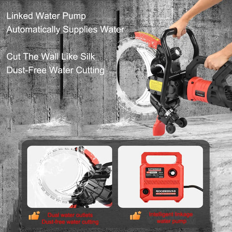 Badass Concrete Ring Saw With 16 Inch Diamond Blade And 12000W Electric Powerhouse For No Sweat Wall Grooving Water Fed Dust Suppression Two Extra Blades For Granite Stone Cutters