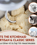 Stainless Steel Spiral Dough Hook For KitchenAid Stand Mixers Fits 4.5 Quart And 5 Quart Tilt Head Models next to dough
