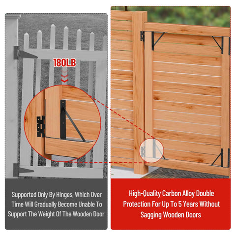 Heavy Duty Gate Corner Brace Bracket Kit With Adjustable Anti Sag Design For Wooden Fences, Deck Gates, Driveways, Shed Doors And Corral Gates, Built Tough Steel With Black Powder Coat, Rust Resistant Construction