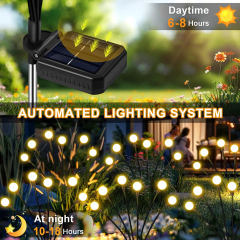 Solar Garden Lights Outdoor 4 Pack Swaying LED Fairy Lights Waterproof For Yard Pathway Patio with solar panel and soft glow at night