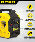 Ultralight 2500-Watt Inverter Generator With Quiet Tech features lightweight and quiet performance details