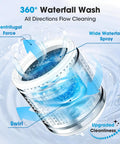 360° Waterfall Wash technology in Hassle Free Portable Top Load Washing Machine With 15.7 Lbs Capacity for effective cleaning.