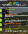 Infographic showcasing a heavy duty lawn leveling rake with a 36 inch steel handle, highlighting features and benefits.
