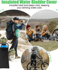 Durable Oxford Water Reservoir Protectors with Insulated Design shown during hiking, cycling, and camping.