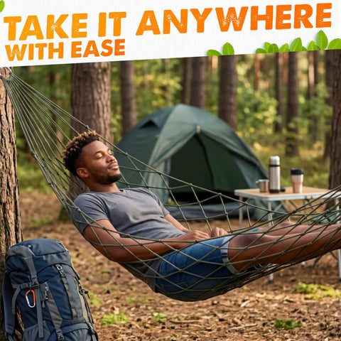Chill Out Mesh Hammock Between Two Trees No Stand Needed Outdoor Camping Lightweight 13 Oz Nylon Net Bed Breathable