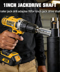Person using 1 Inch Jack Drive Drill Adapter For Trailers, 2 In 1 Design That Works With Electric Drills Or Ratchets