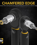 Close-up of two Torx bits with chamfered edges from Master Torx Bit Socket Set 34 Piece Premium S2 Alloy Steel.