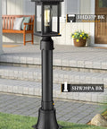 Heavy Duty Black Aluminum Outdoor Post Light Pole With Base for Pathway and Patio Lighting in yard setting.