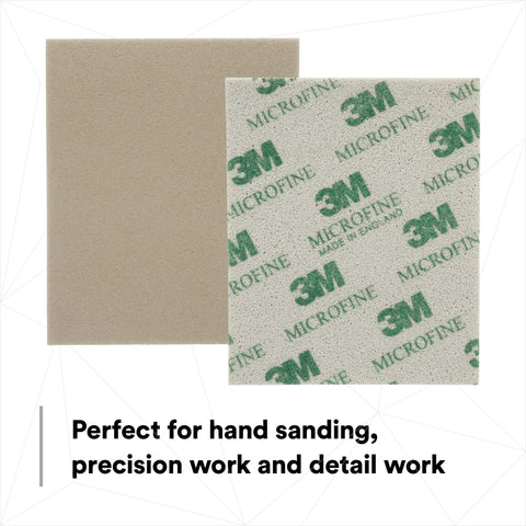 Softback Sanding Sponge 4.5 x 5.5 Inches, 20 Pack, Microfine Grit packaging showing front and back with 3M logo.