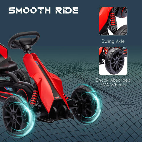 Kid Pedal Go Kart For Outdoors With Adjustable 4 Position Seat Swing Axle Handbrake And Non Slip EVA Wheels Ride On Toy