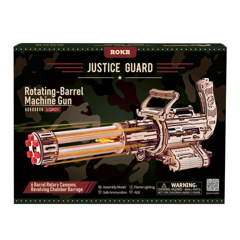 No Glue 3D Wood Puzzle Kit For Adults, Laser-Cut DIY Wooden Building Model With Snap-Together Mortise And Tenon Joints, STEM Craft Project For Hands-On Brainy Makers 14 Plus, rotating-barrel machine gun box