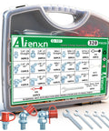 Grease fittings set, 320 pieces, Aienxn, SAE/metric Zerk fittings with plastic caps in portable box, front view