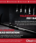 Heavy Duty Adjustable Pry Bar Extending 14 To 19 Inches With Multiple Angle Locking Design Tough As Nails Steel Build for auto body shop use.