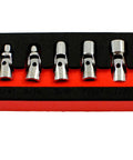 Super Handy Seven Piece 1/4 Inch Drive Flex Socket Set With 6 Point Sae Sockets neatly arranged in a foam holder