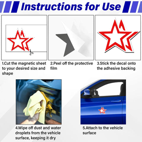 Instructions for using Custom Car Magnet Sheets 12 Inch By 4 Inch Flexible Blank Bumper Magnets For Cars Turn Any Sticker Into Magnetic Decor Easy Peel And Cut DIY Decals For Advertising And Personalization.