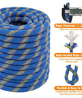 Double Braided Arborist Rigging Rope 1/2 Inch by 100 Feet Heavy Duty 48 Strand Polyester Static Rope coiled with details