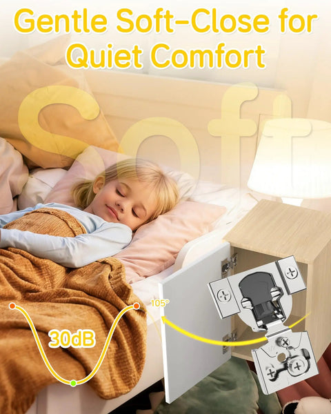 Twenty Pack Heavy Duty Soft Close Cabinet Hinges For Half Inch Overlay Face Frame Doors on bedside cabinet with child sleeping