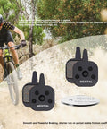 Premium Bicycle Disc Brake Pads Two Pack For Tektro Io Novela Aquila Hydraulic Mechanical Systems Featuring Resin Kevlar Blend on a bike trail.