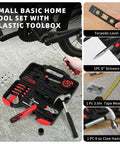 Real Deal 144 Piece Red Home Tool Set With Tough Plastic Carry Case And Essential Household Hardware Kit Featuring A Sturdy Claw Hammer Plus Assorted Screwdrivers For Apartment Garage Diy Fixes, displayed open with tools.