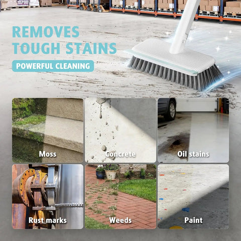Heavy Duty Floor Scrubber With Long Ergonomic Handle And Stainless Steel Wire Bristles For Outdoor Cleaning on concrete