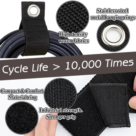 Heavy Duty Extension Cord Organizer Kit 12 Pack With 13 Inch Unfolded Straps Cord Wrap Hanger For Garage Tools Cable Hose Management Tangle Free Must Have Storage Essentials with high-density woven fabric and metal hanging rings.
