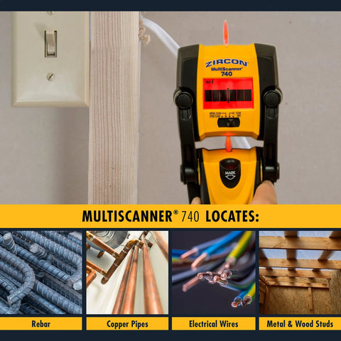MultiScanner 740 Electronic Wall Scanner detecting wires with built-in erasable marker for studs metal and live wire detection