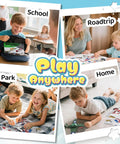 Children playing with Two Themes In One 3D Paper Building Models Kit For Kids Ages 8 To 12 in school, roadtrip, park, home settings.