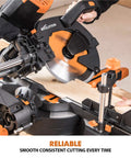 Dual Bevel Sliding Miter Saw For Wood Metal Plastic, 10-Inch Multi-Material Cutting With 45/45 Degree Dual Bevel And 50/50 Miter in use