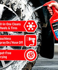 Foaming Wheel And Tire Cleaner For Cars Safe On Factory Coated Wheels Thick Foam Lifts Brake Dust And Grime Cleans Wheels And Tires At Once 24 Oz Great For Everyday Detailing And Wheel Care At Home Or Shop. red spray bottle cleaning foamy wheel