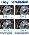 Steps to install using Must Have Universal Wheel Stud Installer 22800 Tool For Cars, SUVs, Towed Vehicles, Light Trucks